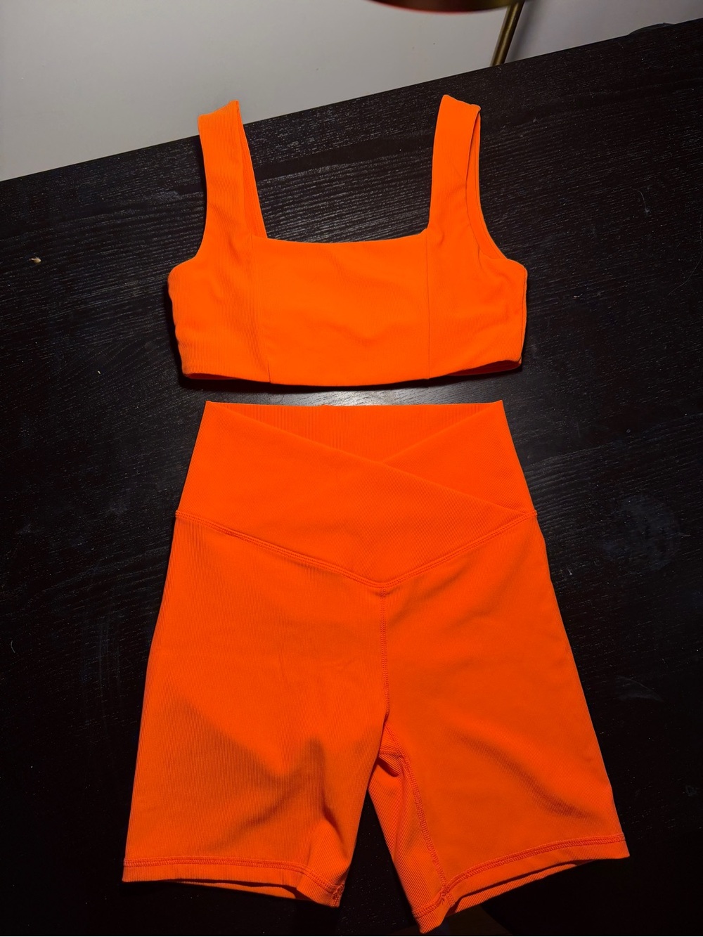 NWOT Wilo The Label Rib Hustle Set - Tangerine Orange - Sz S